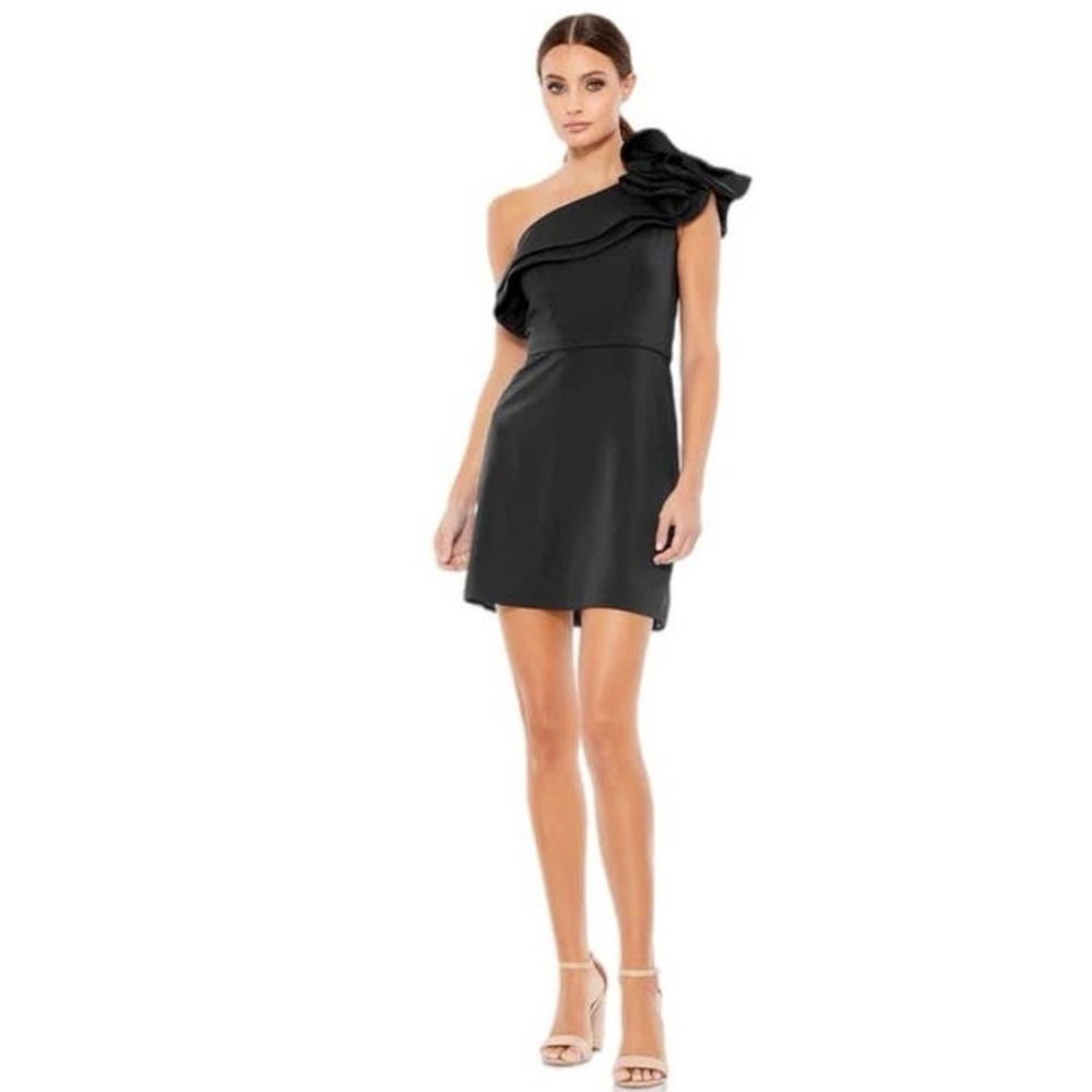 Ieena for Mac Duggal ONE SHOULDER RUFFLE MINI DRESS NWOT Size 10